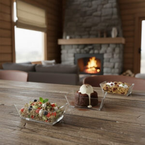 6 pcs rectangular serving glass bowl set (2091) by limon