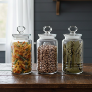 3 pcs rustic design handmade glass canister set by limon