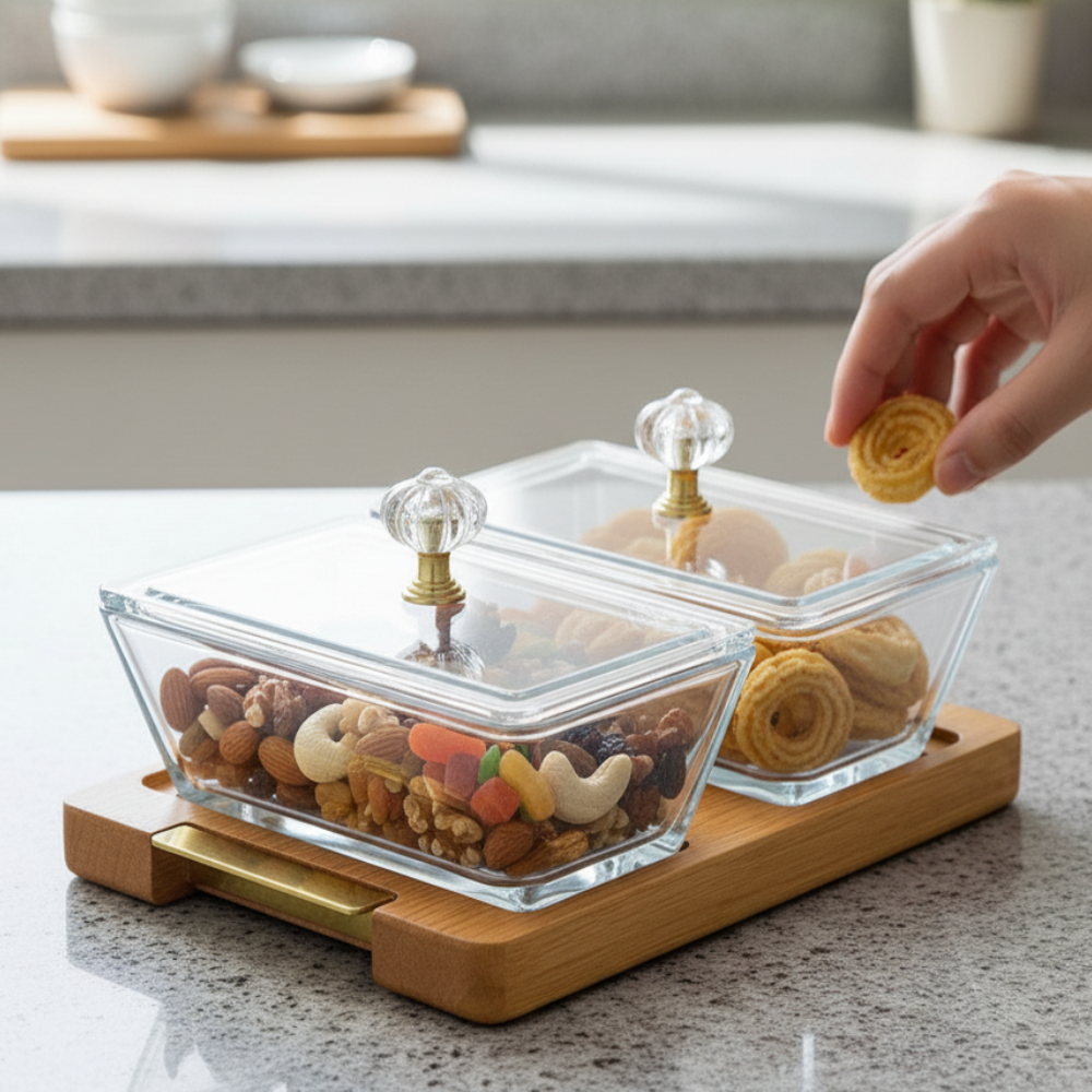 duodelight wooden base server with covered dishes by limon duodelight wooden base server with covered dishes by limon