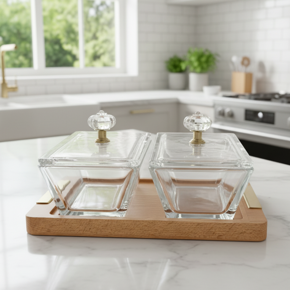 duodelight wooden base server with covered dishes by limon duodelight wooden base server with covered dishes by limon