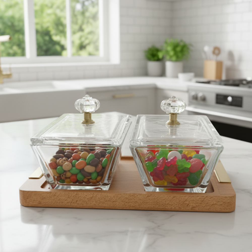 duodelight wooden base server with covered dishes by limon duodelight wooden base server with covered dishes by limon